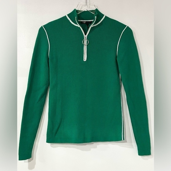 Maje Ribbed Zip Front Cotton Wool Sweater in‎ Green 2 M - Picture 4 of 8